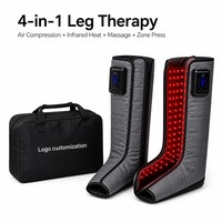 Masseur de jambes à compression d'air pour la récupération sportive, bottes à 6 chambres, LED rouge, chaleur, sans fil, double contrôleur, type C