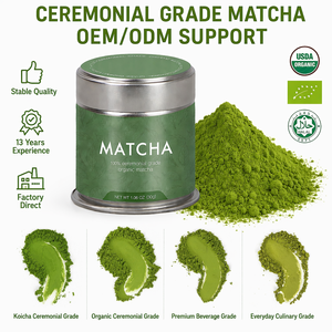 AMULYN <span class=keywords><strong>Poudre</strong></span> de Thé Vert <span class=keywords><strong>Matcha</strong></span> Biologique 100% Pure, Étiquette Privée OEM, <span class=keywords><strong>Matcha</strong></span> Cérémoniel Vert Biologique <span class=keywords><strong>en</strong></span> Boîte Métallique - Product Image 1