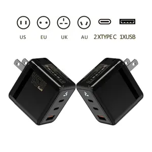 PD 45 Watt Super Fast Charger 3 ports GaN Type-c Charging Block US Plug Wall Charger for mobile Phone