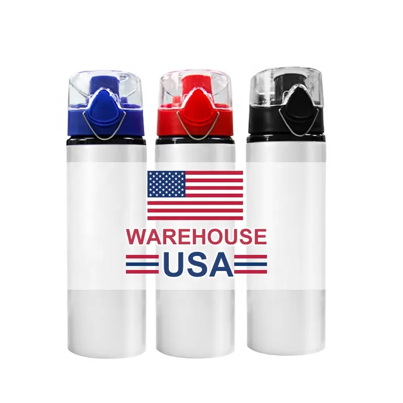 USA Warehouse Stocked 750ml Aluminum Sublimation Water Bottles With Pop Lid Sports Water Bottles Sublimation Blanks