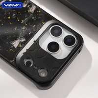 VAWI V-A03 Étui de téléphone de luxe original en fibre de carbone avec broderie satinée et métal pour iPhone 13~17 Pro Max