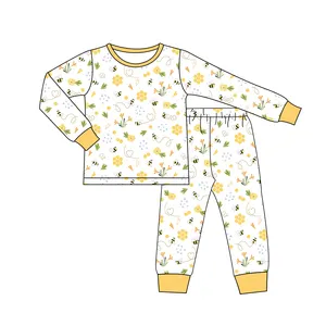 100% coton recouvert de bouton bébé filles garçons vêtements pyjama ensembles coton bébé vêtements nouveau-né