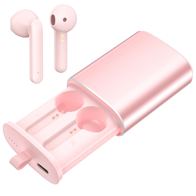 Free Shipping Handsfree Calling Portable Dual Ear Wireless Retractable Earphone with Metal Charging Case