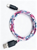Câble de données USB Todugu T-155, nouveau style, en cuir PU imprimé, avec charge rapide 2A pour iPhone et téléphones mobiles Type-C