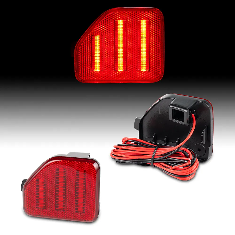 Pour 2018 2019 2020 Jeep Wrangler JL lentille transparente LED lumière de marque latérale LED réflecteur de pare-chocs arrière blanc feu arrière 2 pièces