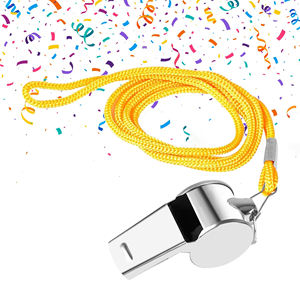 Silbato Clásico de Hierro Niquelado con Cordón, Impresión Serigráfica, Duradero, para Deportes/Fiestas, Árbitro, Emergencia, Seguridad, Reutilizable - Product Image 1
