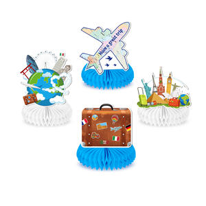 FW075 thème de <span class=keywords><strong>voyage</strong></span> mondial pièce maîtresse en nid d'abeille Globe valise Globe terrestre nid d'abeille pour les décorations de <span class=keywords><strong>Table</strong></span> de fête de <span class=keywords><strong>voyage</strong></span> - Product Image 3