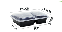 Boîte à lunch rectangulaire jetable moderne de 750 ml avec couvercle en PP, conteneur à emporter pour restaurant, pour la livraison de nourriture