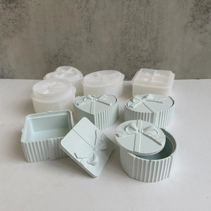 Đầu Riser Tự Làm Trái Tim Hình Bầu Dục Đồ Trang Sức Lưu Trữ Hộp Nến Jar Khuôn Với Nắp Epoxy Nhựa Thạch Cao Làm Silicone Khuôn Bánh Công Cụ - Product Image 3