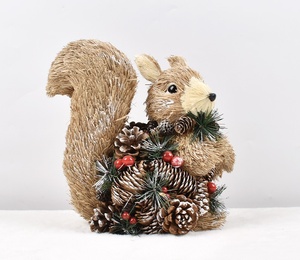 Alto sentido hecho a mano DIY escena decoración piña ardilla ornamento oso estatuilla búho ornamento - Product Image 1