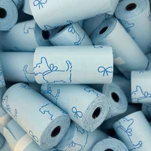 Sacs à déjections canines biodégradables et compostables à motifs variés, 20 sacs/rouleau, sacs colorés pour l'élimination des déchets canins - Product Image 1