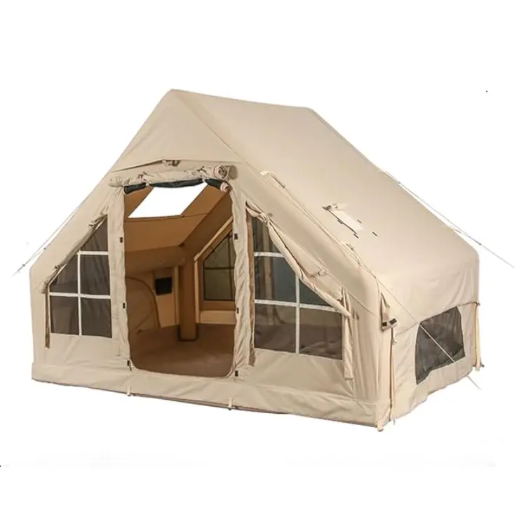 Diskon besar tenda tiup Glamping keluarga rumah tiang udara luar ruangan 6 orang tahan Air tenda Kemah luar ruangan
