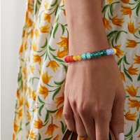 Pulsera de cuentas de piedras preciosas de acero inoxidable con diseño de arcoíris, hecha a mano, estilo INS, para mujer
