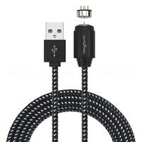 Cable de Alimentación Magnético Macho Redondo de Aluminio HYTEPRO M565, Cable USB Trenzado Recto de 2 Pines y 10 mm de Diámetro, Carga Rápida de 5-24 V 6 A