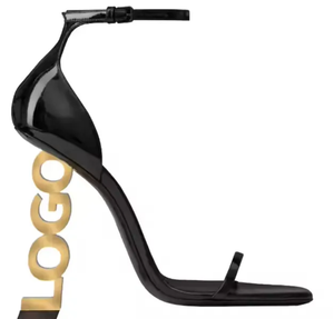 Sandales à talons hauts personnalisées pour femmes, style européen et américain, à bout ouvert, couleur unie, avec lettres, pour l'été - Product Image 4