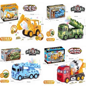 Véhicule d'ingénierie électrique omnidirectionnel, excavatrice, bulldozer, camion lance-missiles avec lumières et musique pour garçons de 5 à 7 ans, jouet en plastique - Product Image 1