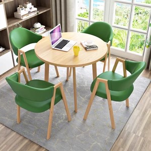 Nordic One <span class=keywords><strong>Petite</strong></span> table à manger en bois massif imitation quatre chaises pour la zone <span class=keywords><strong>de</strong></span> réception Négociation <span class=keywords><strong>Bureau</strong></span> Loisirs Utilisation Restaurant Ensembles - Product Image 3