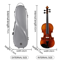 Étui rigide pour violon Real Mission Arclight 20 mm rembourré en fibre de verre avec serrure, léger, forme de violoncelle 4/4 en fibre de carbone, velours soleil