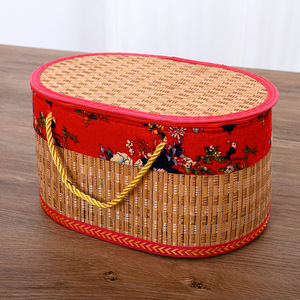 Bamboo Woven Gift Box For Zongzi Mooncakes Hairy Crabs <b>Eggs</b> <b>Storage</b> Packaging Chinese Style Handmade Basket With Handle - Product Image 3