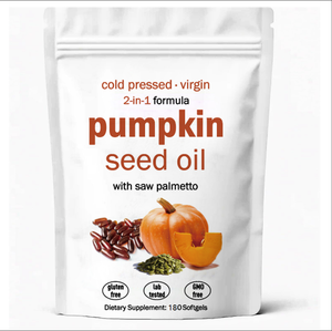 Complément alimentaire en gélules d'huile de graines de citrouille 180 gélules, marque privée OEM, pour les soins des cheveux et la santé de la prostate - Product Image 1