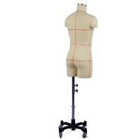 Mannequin Homme en Fibre de Verre, Torse sur Pied, Demi-Corps, Forme de Robe Pliable avec Épaules et Bras Amovibles pour Couture et Présentation