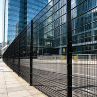Mur de protection en acier massif à double fil, zingué, pour séparation piétonne, allée et passage piétonnier, idéal pour parcs technologiques innovants