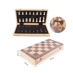 체스 나무 자석 새로운 사용자 정의 15 인치 바둑판 고급 나무 접이식 바둑판 세트