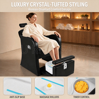 Fauteuil de pédicure en cuir PU noir, fauteuil de soin des pieds pour salon de beauté et spa, avec repose-pieds mobile et armoire de rangement