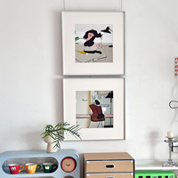 Miroir mural carré en aluminium avec cadre graphique artisanal de style Art Déco, élégant et tendance, pour la décoration de la salle d'étude