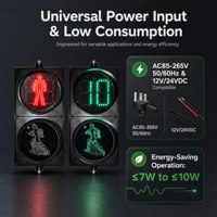 Feu de signalisation routière pour piétons en plastique PC haute résistance, 300 mm, LED rouge-vert, alimenté en courant alternatif
