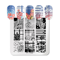 Motifs de fleurs en acier inoxydable, motifs d'images, carrés, transfert, outils pour ongles, plaques de tampons