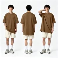 T-shirt en coton blanc délavé, style streetwear, coupe oversize à épaules tombantes, impression personnalisée de haute qualité, t-shirt épais pour homme