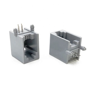 5521 Side Entry RJ10 <strong>Modular</strong> <strong>Jack</strong> Female 90 Degrees RJ9 4P4C Grey Socket 1.02mm Pitch DIP length 13mm RJ22 Connectors For PCB - Product Image 4