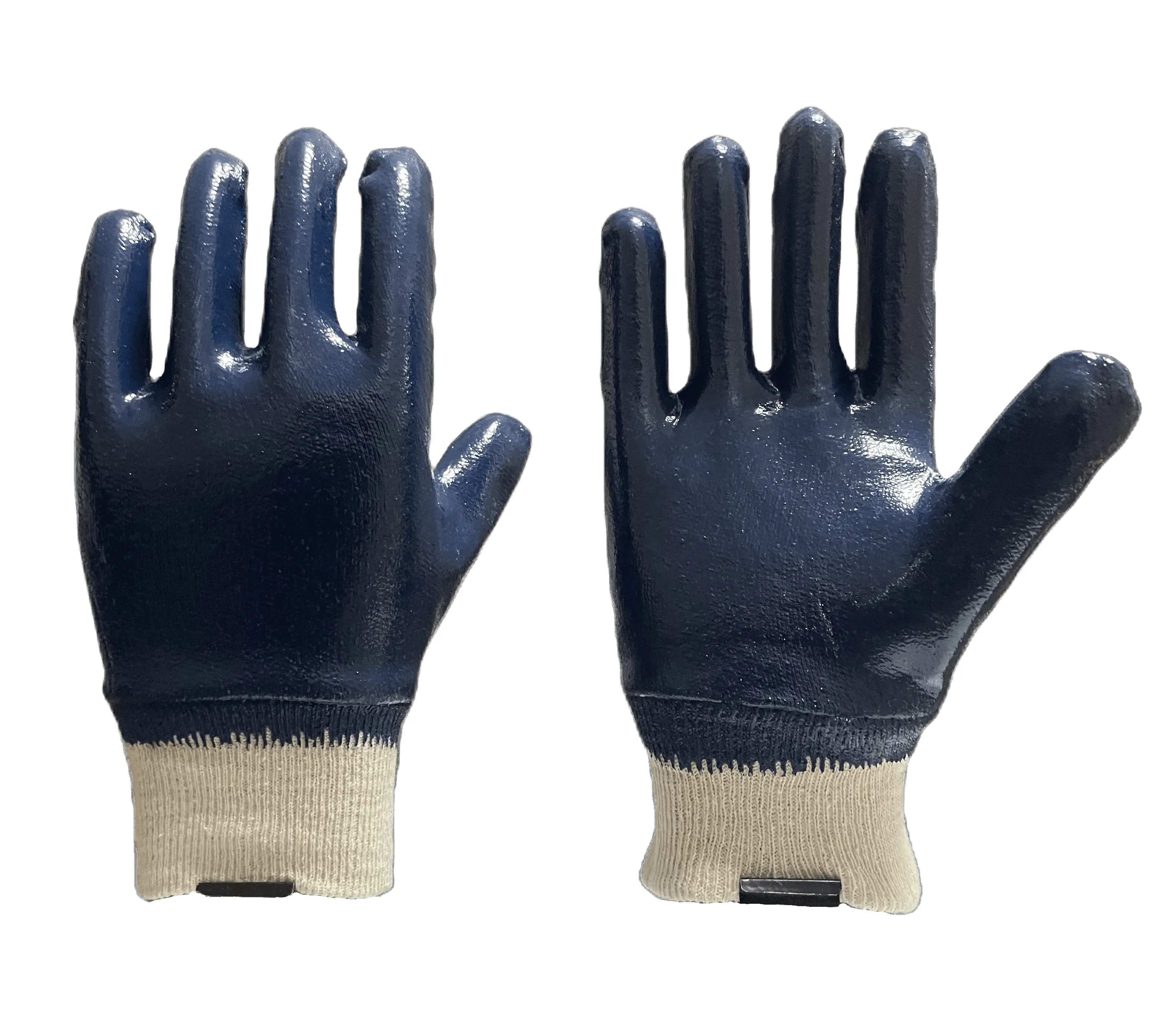 Hot Sale Heavy Duty Cotton Jersey Nitrile Fully Coated High Quality Knit Wrist Gloves