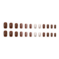 24 faux ongles courts à presser, dégradé moka brun, élégants, détachables, pour femme, collection automne-hiver, pour manucure et nail art
