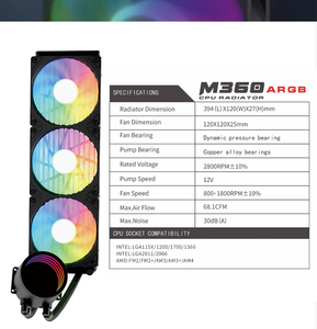 Nuevo Radiador de CPU con Refrigeración Líquida de Cobre ARGB Negro M360 de 30dBA para Computadoras de Escritorio y Juegos, Venta al Por Mayor SEJISH - Product Image 3