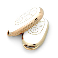 GZ DOMI Design Populaire 3 Boutons TPU Bord Doré Accessoires Auto Housse de Clé de Voiture Coque Porte-Clés pour Geely EX2