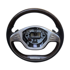 Volant de direction en cuir noir d'origine avec palettes de changement de vitesse en <span class=keywords><strong>bois</strong></span> A222 460 5503 pour MERCEDES BENZ 2014-17 S 63 600 W222 - Product Image 1