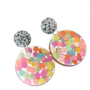 <b>Resin</b> Hoop Trendy Earrings Turquoise Pink Glitter Women's Party Jewelry Trendy Vintage Fashionable Statement Earrings for Woman - Product Image 4