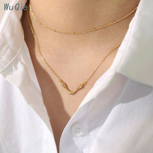 Wuqie داينتي الحد الأدنى الخامس شكل الأولي قلادة 925 مجوهرات فضية هدية الخامس قلادة بحرف قلادة للنساء - Product Image 6