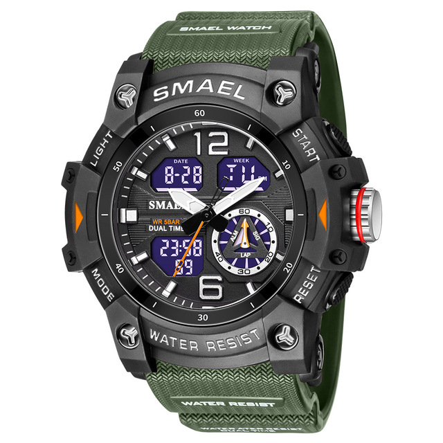 Luxury Smael 8007 Fashion Cartoon Shockproof Water Resistant Men's Watches Stop Watch Alarm Luminous Plastic Band Diver Clock