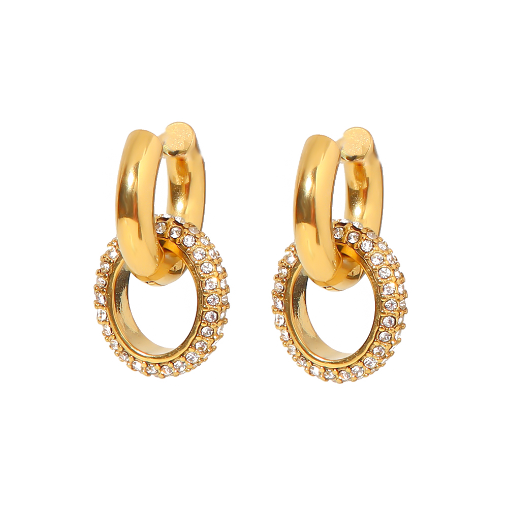 Zircon Inlaid Double Hoop Earrings