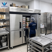 Réfrigérateur vertical commercial 4 portes à refroidissement direct en acier inoxydable, congélateur pour cuisine, restaurant, hôtel, certifié CE