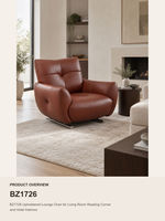 Fauteuil lounge moderne en cuir, fauteuil individuel rembourré, fauteuil de lecture pour salon, hall d'hôtel