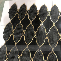 Tuiles de mosaïque en marbre noir et or de luxe, faciles à nettoyer, prix d'usine, vente chaude en Chine, pour carrelage de cuisine, vente en gros