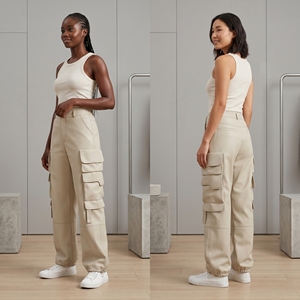 <span class=keywords><strong>Pantaloni</strong></span> a Zampa d'Elefante OEM Personalizzati a Vita Alta, <span class=keywords><strong>Larghi</strong></span> con Tasche, Casual Streetwear, Lunghi Vintage Invernali in <span class=keywords><strong>Pelle</strong></span> Cargo per <span class=keywords><strong>Donna</strong></span> - Product Image 3