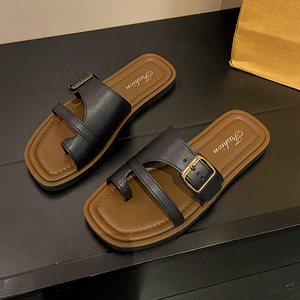 Nền tảng thời trang Hàn Quốc chuyên về dép nữ mềm mại, mùa hè, đi biển, đi dạo ngoài trời, kiểu dáng mới lạ, thiết kế quai ngang, xu hướng thời trang. - Product Image 6