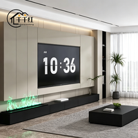 Mueble de TV de Panel de MDF Personalizado, Moderno y Ecológico para Sala de Estar, Diseño Compacto con Simulación de Llama Atomizada Integrada