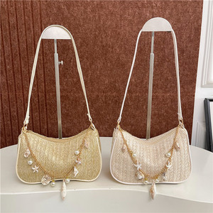 Bolso de Hombro de Lujo con Cremallera y Perlas de Concha, Impermeable, para Mujer, Estilo Casual y Versátil, Colección Otoño 2026 - Product Image 1