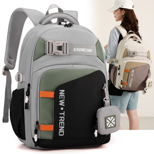 New Trend <b>Backpack</b> <b>Large</b> Capacity Waterproof Unisex Casual Sports Hiking Bag <b>School</b> Education Gray Green Black Coffee Color - Product Image 2